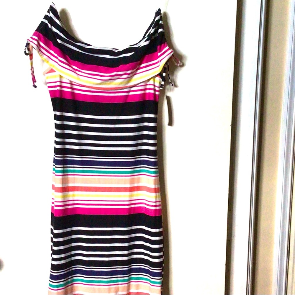NWT No Boundaries Striped Off Shoulder Stretchy Dress, Size S (3-5)